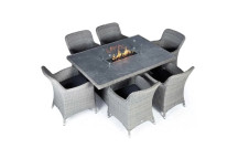 Capri 6 Seat Rectangular Fire Pit Dining Set