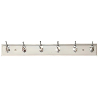 Coat Hook Rack 6 Pin White