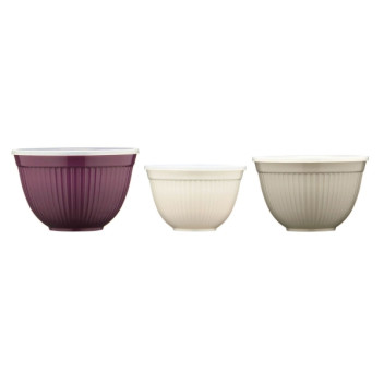 Storage Bowls Set Of 3 With Clear Lids Purple/Warm Grey/White Melami