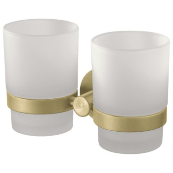 BG Haceka Kosmos Double Tumbler Holder Brushed Gold