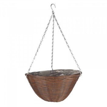 14 Chestnut Faux Rattan Basket