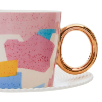 Miami Cups & Saucers - New Bone China, Set of 2 / Assorted Designs