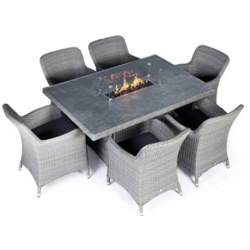Capri 6 Seat Rectangular Fire Pit Dining Set