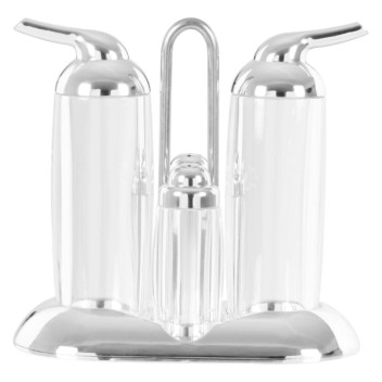 Gozo Transparent And Silver 4Pc Condiments Set