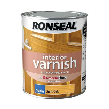 Ronseal Quick-Dry Satin Diamond Hard Varnish 750ml Light Oak