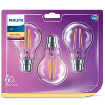 Philips Led Bulb 60W BC 3 Pack